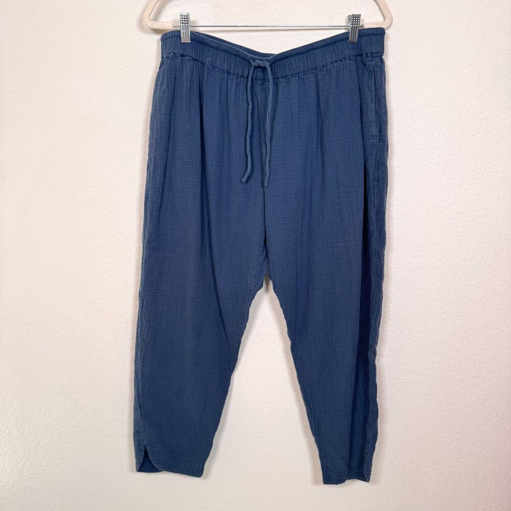 Pact Womens Guazy Flowy Pants Size XL 100% Organic Cotton Drawstring Casual Blue